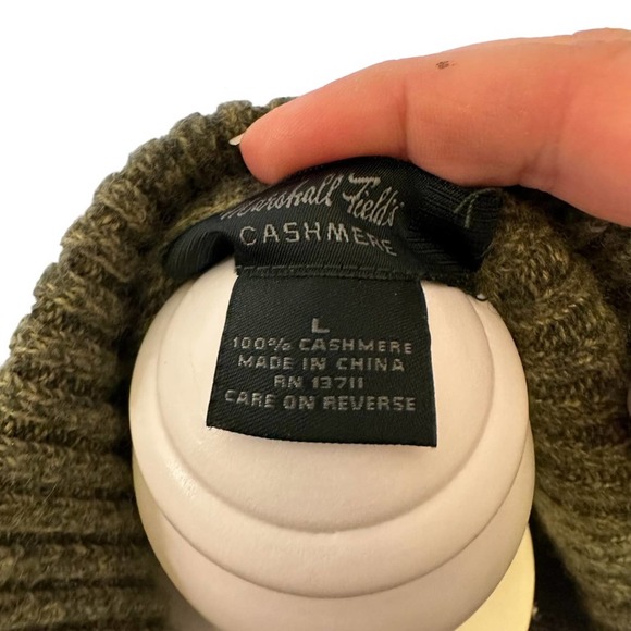 Marshall Fields  - Cashmere heathered green 1/4 zip sweater, men’s size:Large - Picture 6 of 11